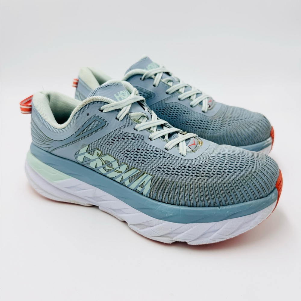 Hoka One One Bondi 7 Blue Fog Running Shoes Blue Women's Size 7